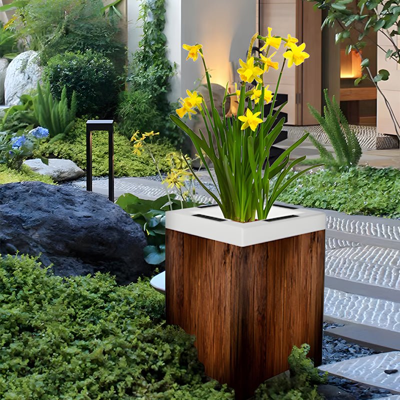 Square Waterproof Illuminated Planter LED Solar Light