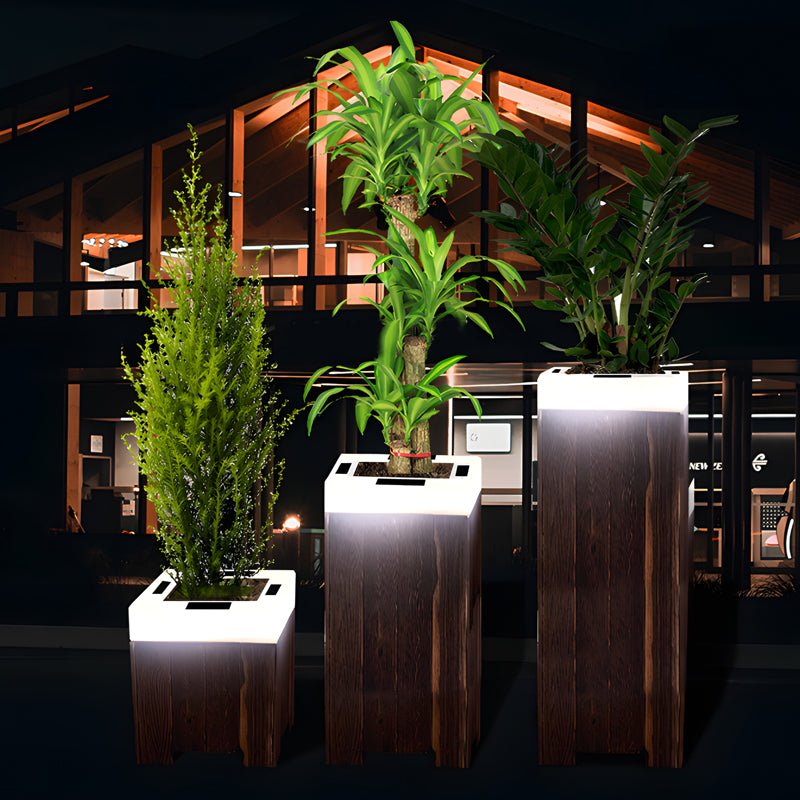 Square Waterproof Illuminated Planter LED Solar Light