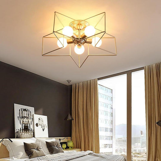 Unique Metal Star Design LED Modern Flush Mount Ceiling Light