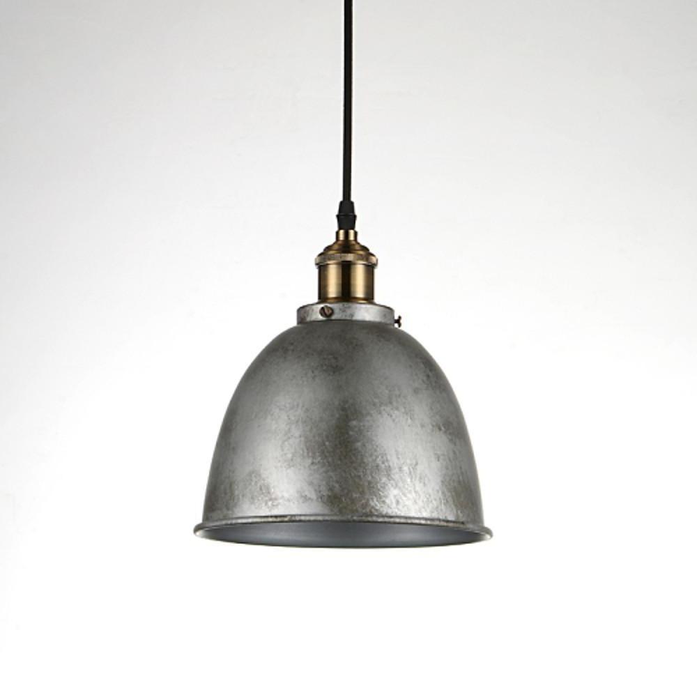 8" White Rustic Dome Metal Industrial Pendant Light