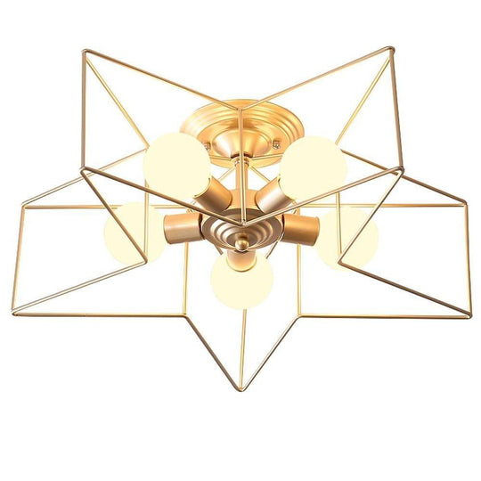 Unique Metal Star Design LED Modern Flush Mount Ceiling Light