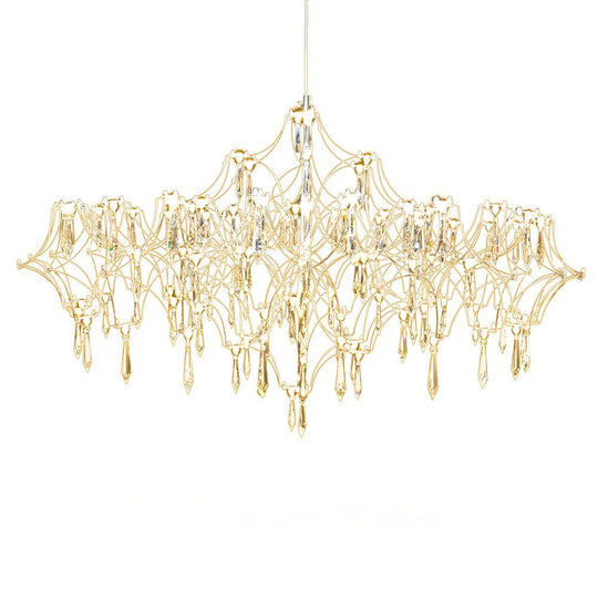 Stainless Steel Crystal Raindrops LED Italian Style Chandelier