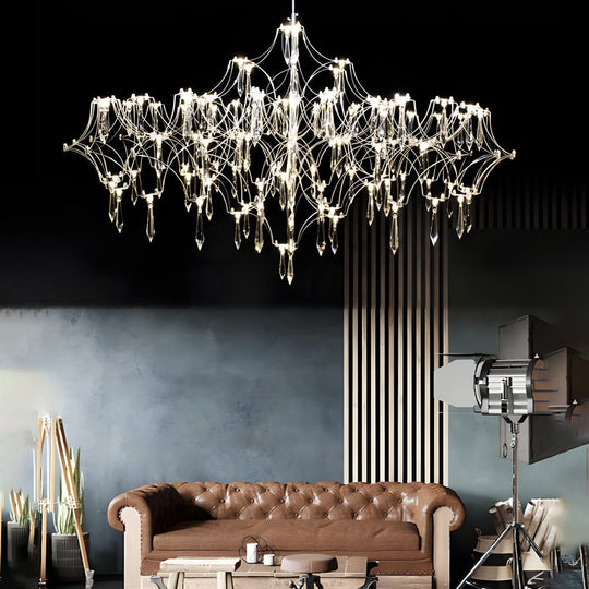 Stainless Steel Crystal Raindrops LED Italian Style Chandelier