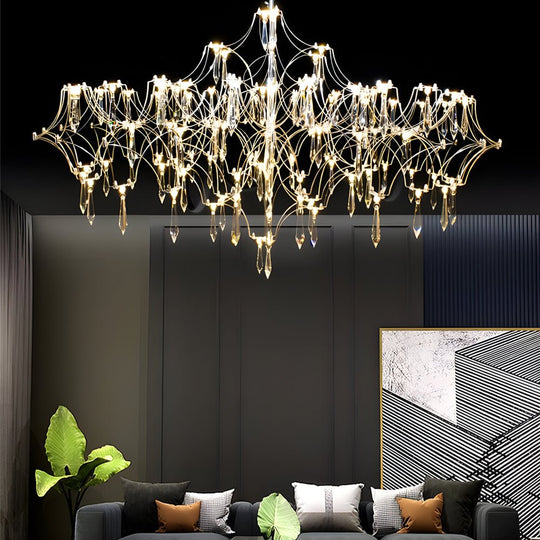 Stainless Steel Crystal Raindrops LED Italian Style Chandelier