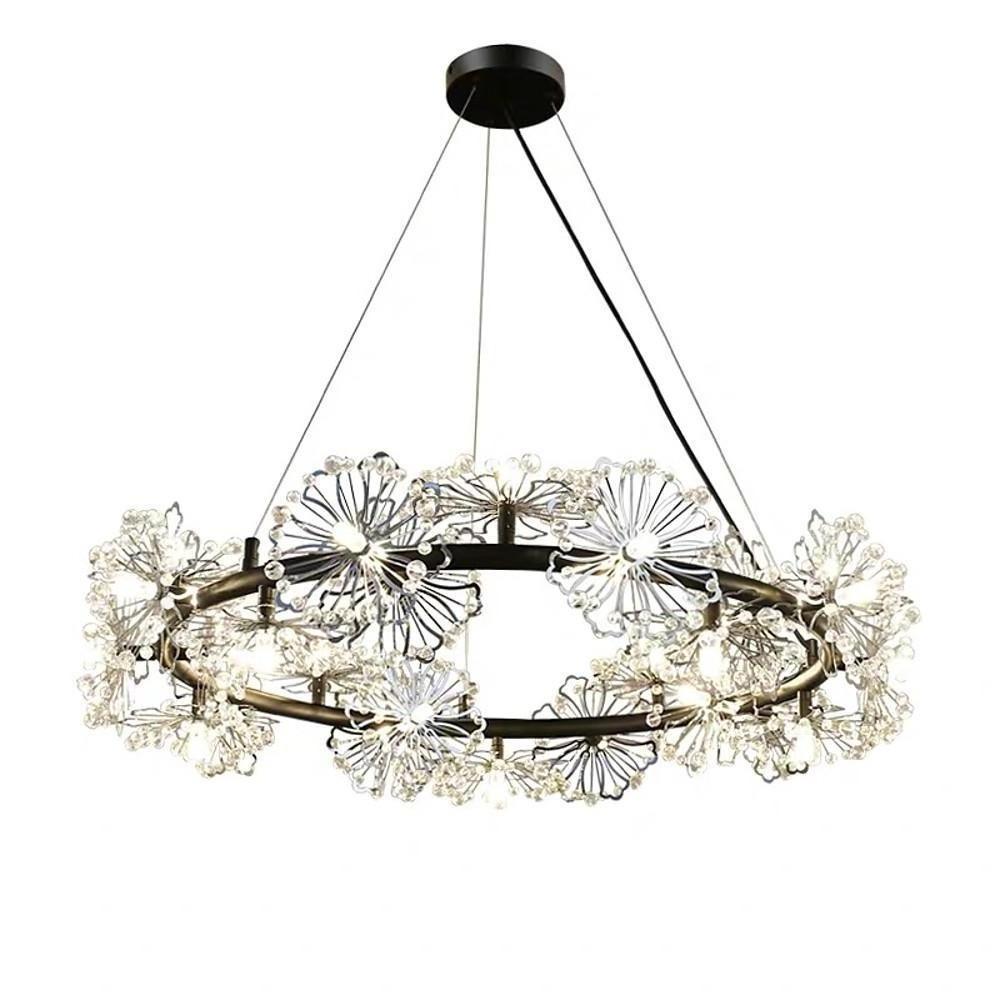 Circle Flower Design Electroplated Metal Crystal Classic Chandelier