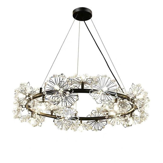 Circle Flower Design Electroplated Metal Crystal Classic Chandelier