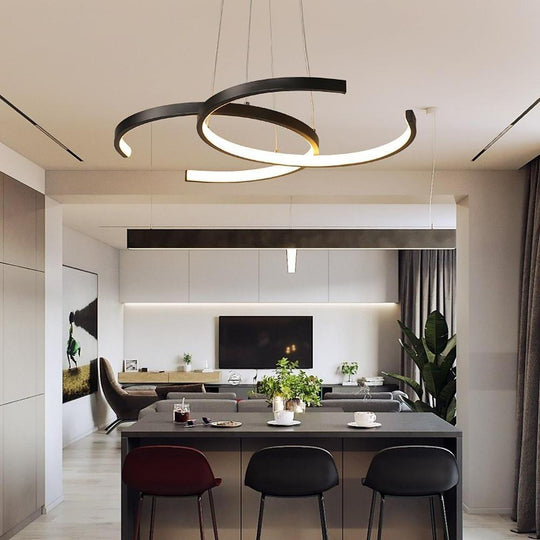 Two C-Shaped Pendant LED Ceiling Light