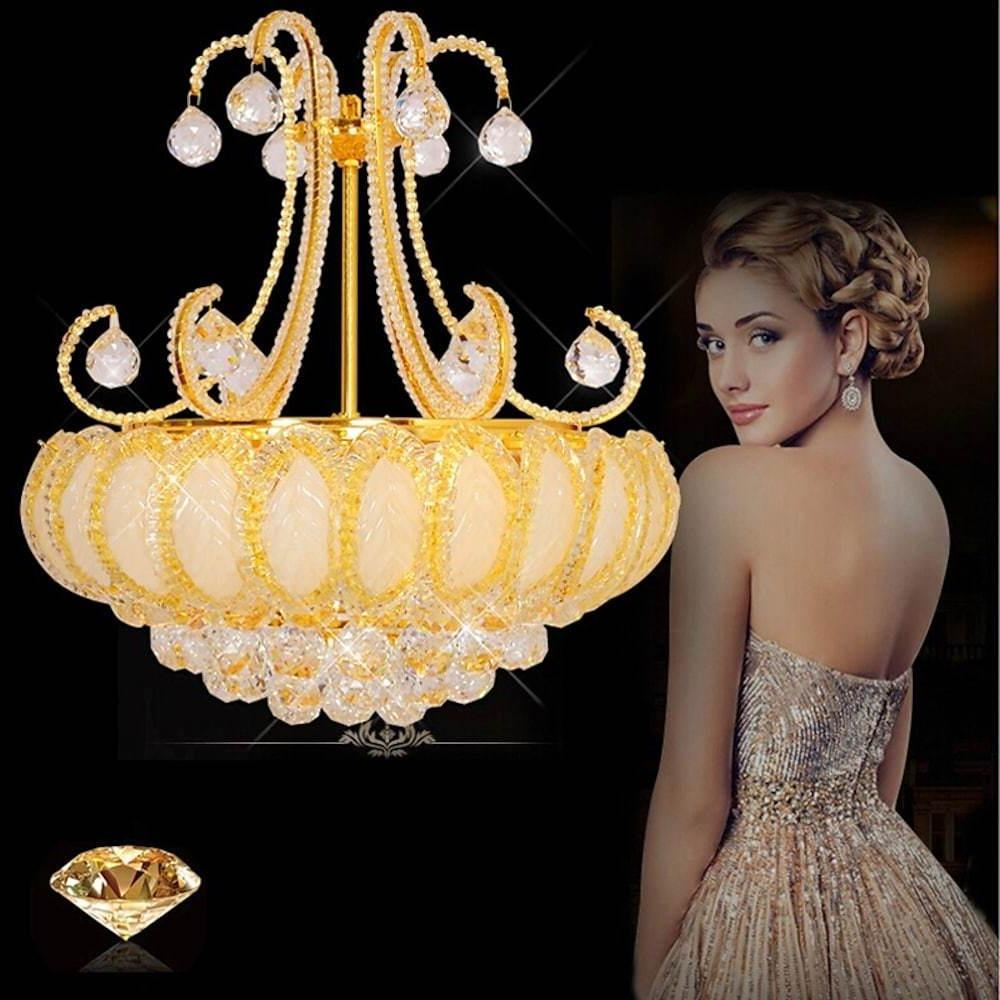 8-Light Modern Gold/Silver Vintage Crystal LED Chandelier – Drum Pendant Light