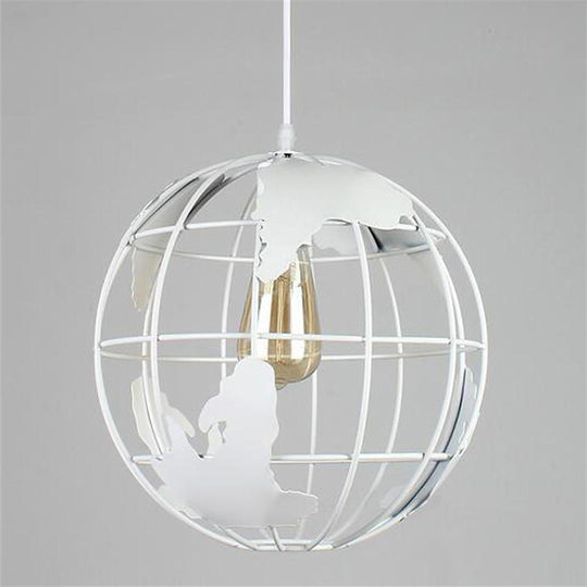 8'' Globe-Shaped World Map Retro Pendant Light