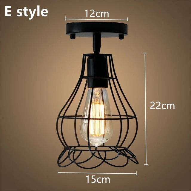 Tamia - Modern Led Ceiling Lights Adjustable Angle Iron Cage Loft Bulb Ceiling Lamps E27 Industrial Indoor Lighting ZXD0004