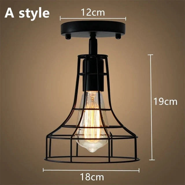 Tamia - Modern Led Ceiling Lights Adjustable Angle Iron Cage Loft Bulb Ceiling Lamps E27 Industrial Indoor Lighting ZXD0004