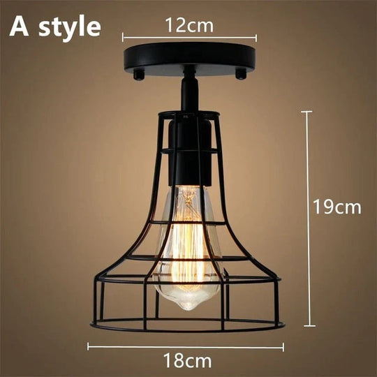 Tamia - Modern Led Ceiling Lights Adjustable Angle Iron Cage Loft Bulb Ceiling Lamps E27 Industrial Indoor Lighting ZXD0004