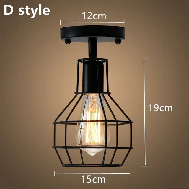 Tamia - Modern Led Ceiling Lights Adjustable Angle Iron Cage Loft Bulb Ceiling Lamps E27 Industrial Indoor Lighting ZXD0004