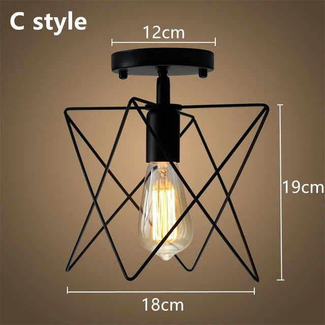 Tamia - Modern Led Ceiling Lights Adjustable Angle Iron Cage Loft Bulb Ceiling Lamps E27 Industrial Indoor Lighting ZXD0004