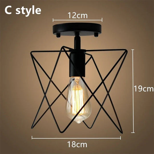 Tamia - Modern Led Ceiling Lights Adjustable Angle Iron Cage Loft Bulb Ceiling Lamps E27 Industrial Indoor Lighting ZXD0004
