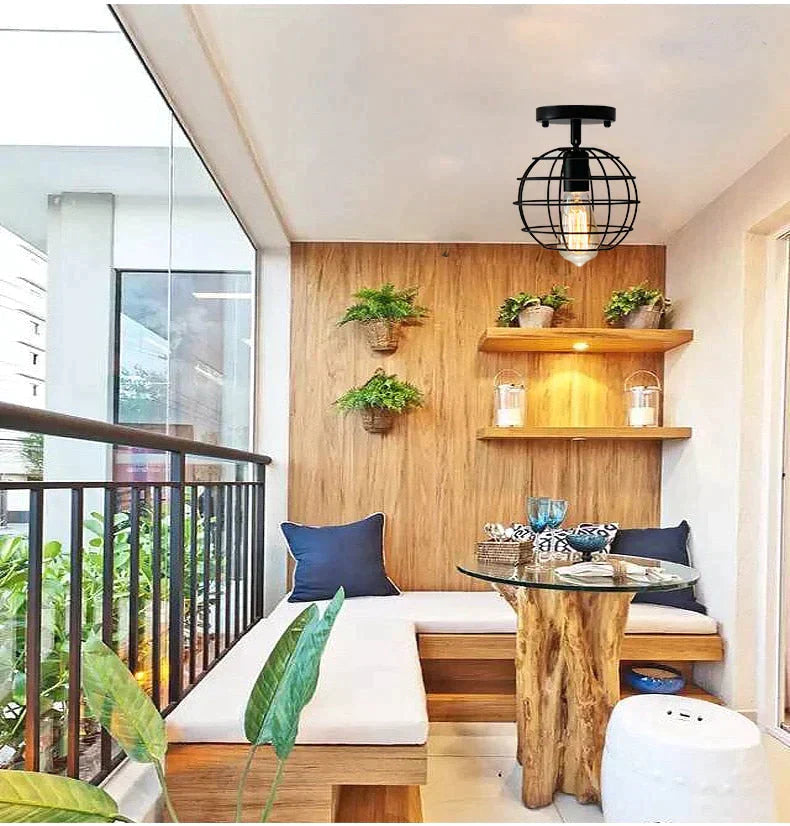 Tamia - Modern Led Ceiling Lights Adjustable Angle Iron Cage Loft Bulb Ceiling Lamps E27 Industrial Indoor Lighting ZXD0004