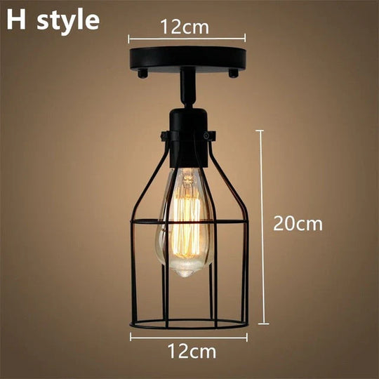 Tamia - Modern Led Ceiling Lights Adjustable Angle Iron Cage Loft Bulb Ceiling Lamps E27 Industrial Indoor Lighting ZXD0004
