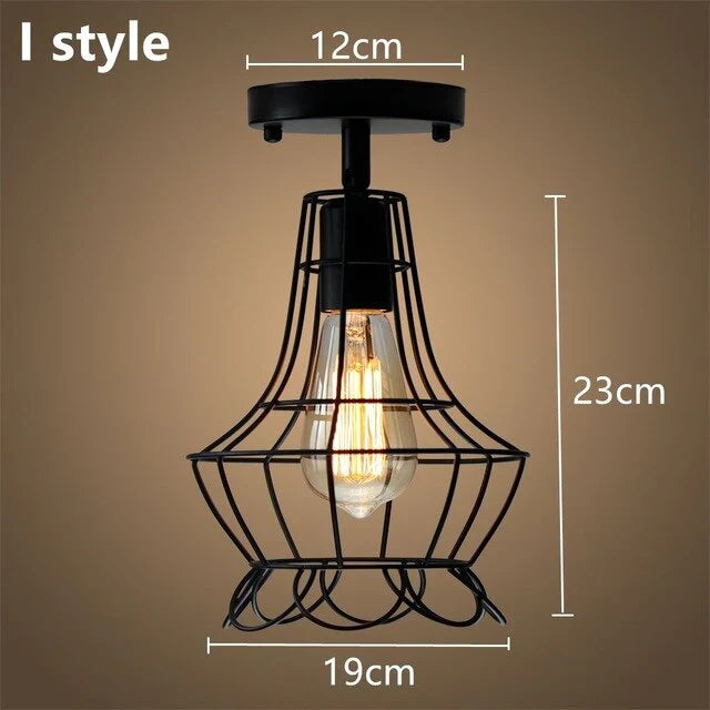 Tamia - Modern Led Ceiling Lights Adjustable Angle Iron Cage Loft Bulb Ceiling Lamps E27 Industrial Indoor Lighting ZXD0004