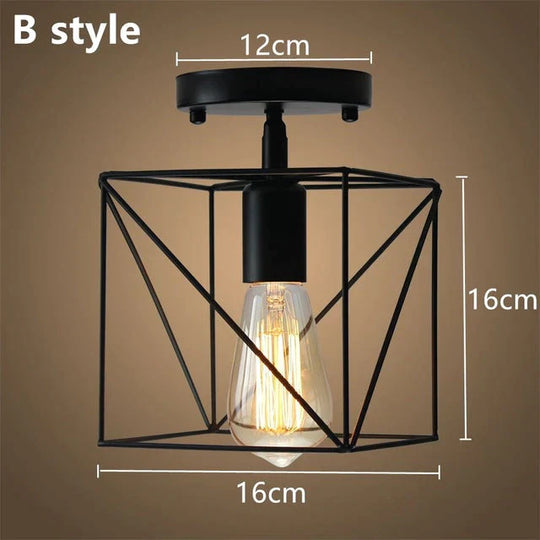 Tamia - Modern Led Ceiling Lights Adjustable Angle Iron Cage Loft Bulb Ceiling Lamps E27 Industrial Indoor Lighting ZXD0004