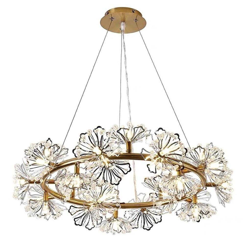 Circle Flower Design Electroplated Metal Crystal Classic Chandelier