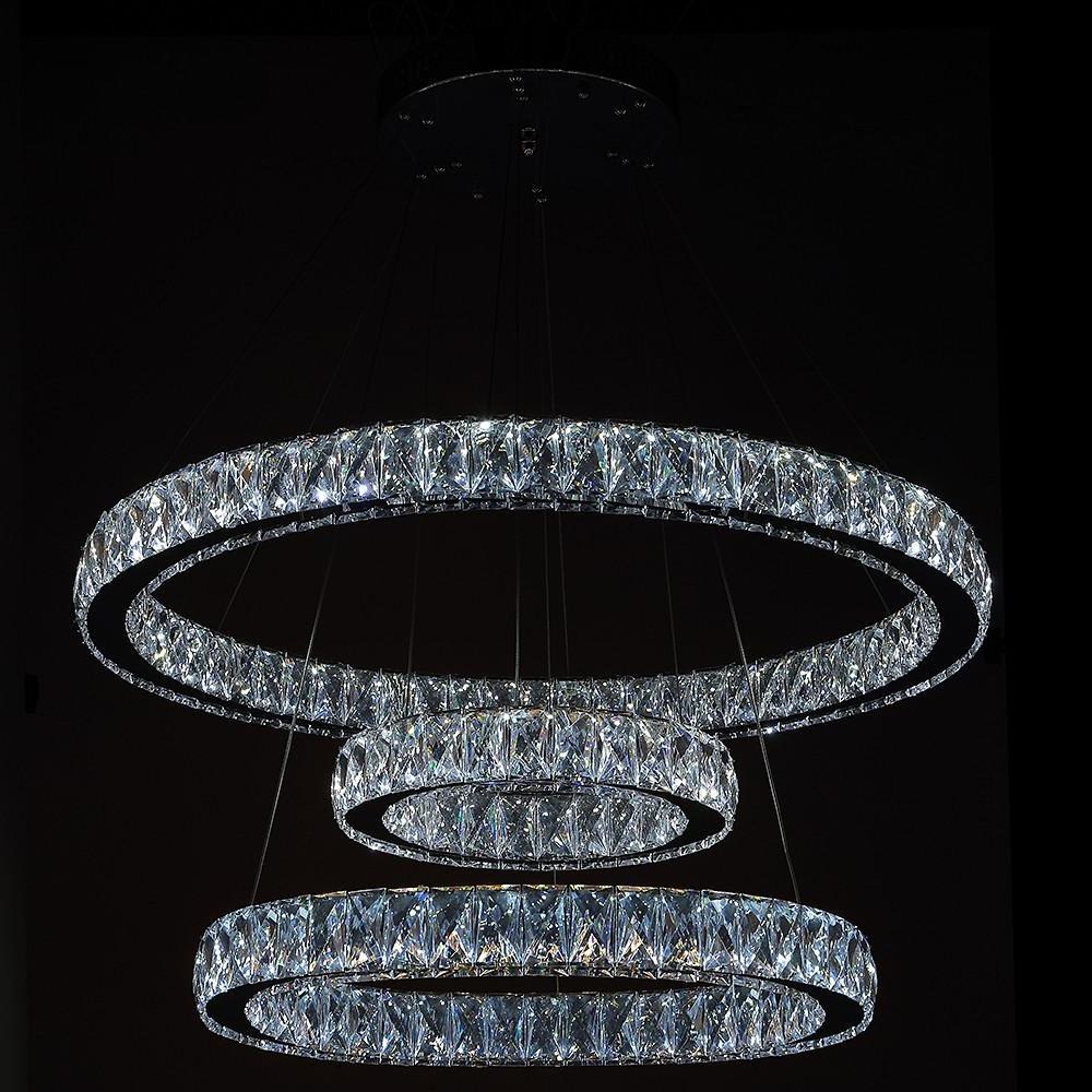Interwoven Circle Design Metal Crystal LED Chandelier