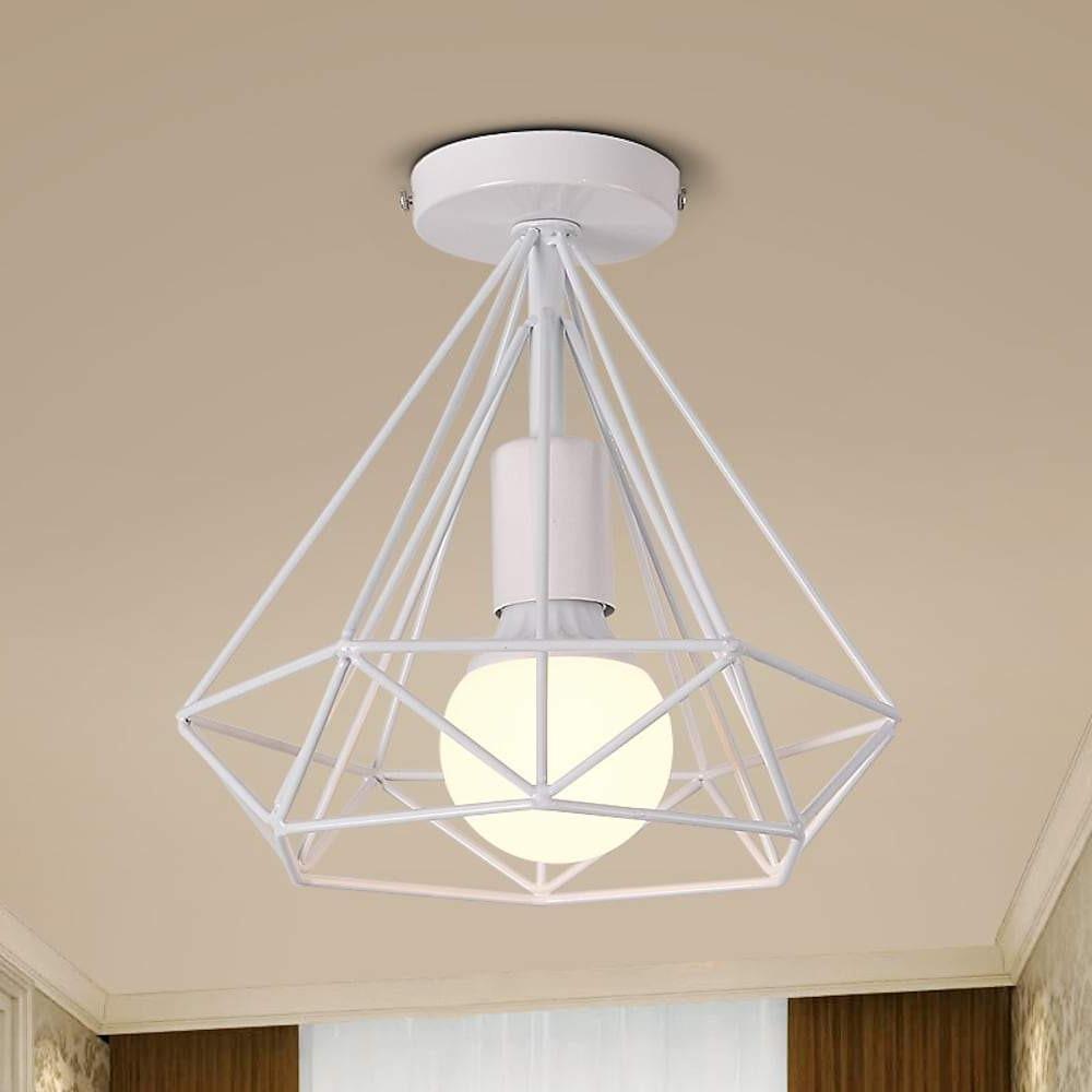 1-Light Mini Geometric Caged LED Flush Mount Ceiling Light – Retro Style
