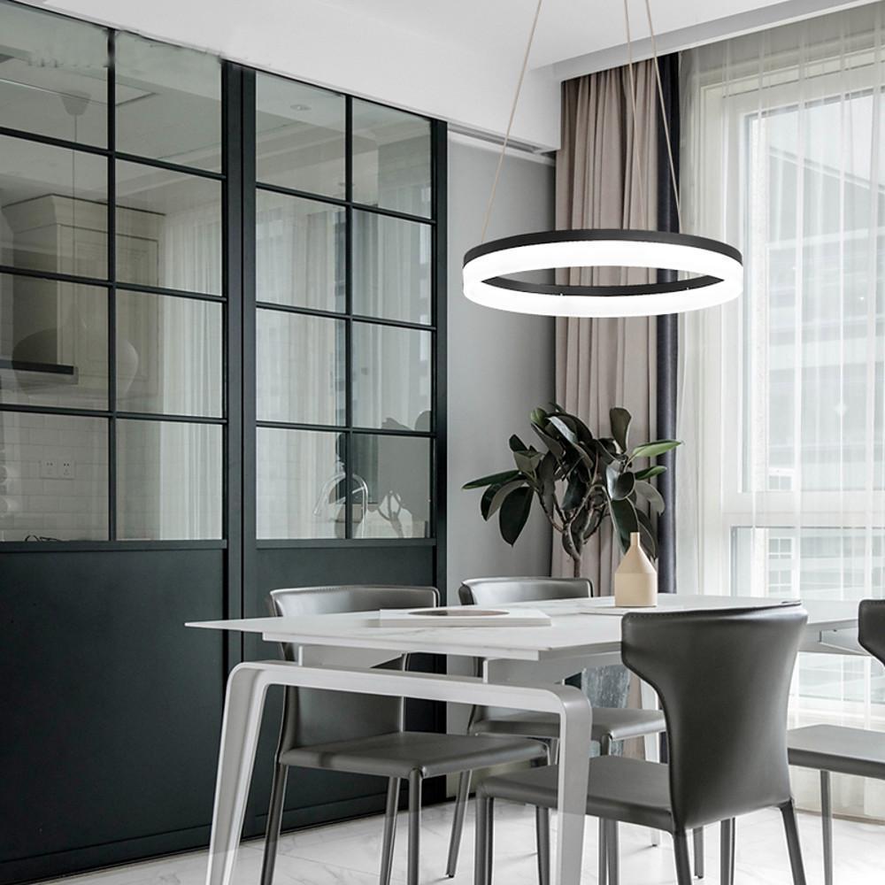 Thick Circle Modern Acrylic LED Pendant Light for Kitchen and Dining Room