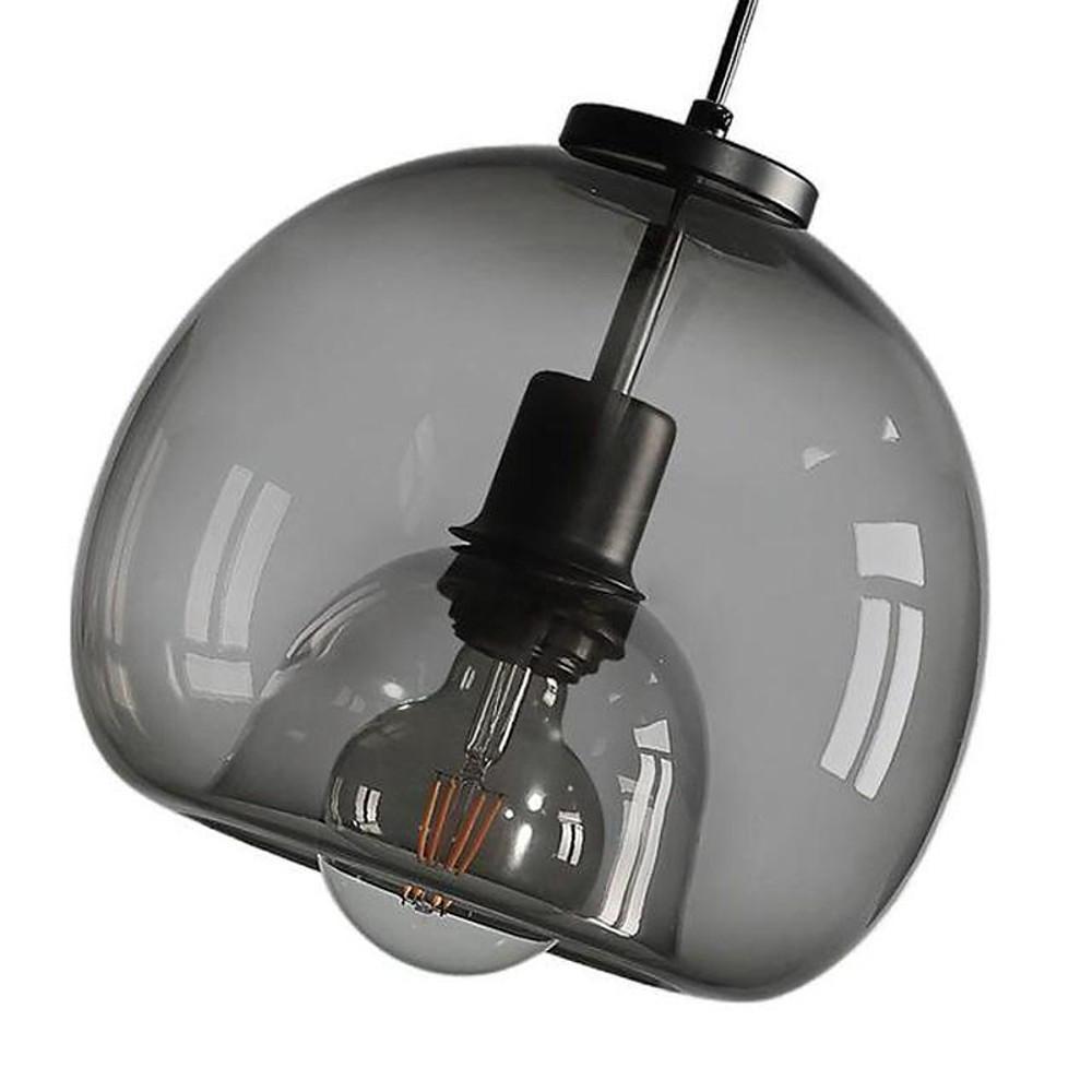 Vintage Smoked Glass Metal Pendant Light