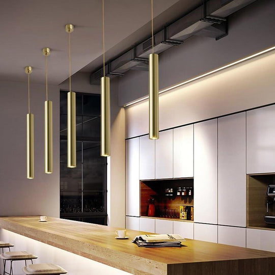 Unique Elongated Linear Metal Industrial Kitchen Island Pendant Light
