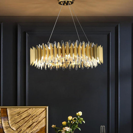 Modern Round Crystal Stainless Steel LED Chandelier