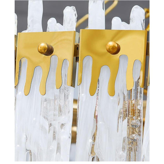 Nordic Style Round Gold Crystal LED Chandelier – 16" Adjustable Cord