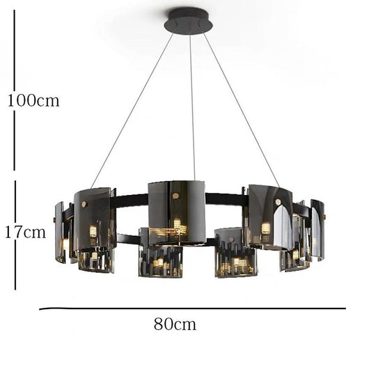 Circular LED Electroplated Chandelier with Acrylic Shades – 9 Lights