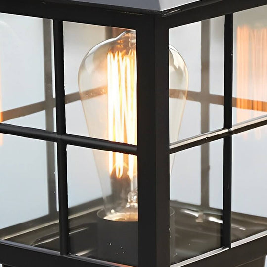 Traditional Square Waterproof LED Black Classic Solar Pillar Lights