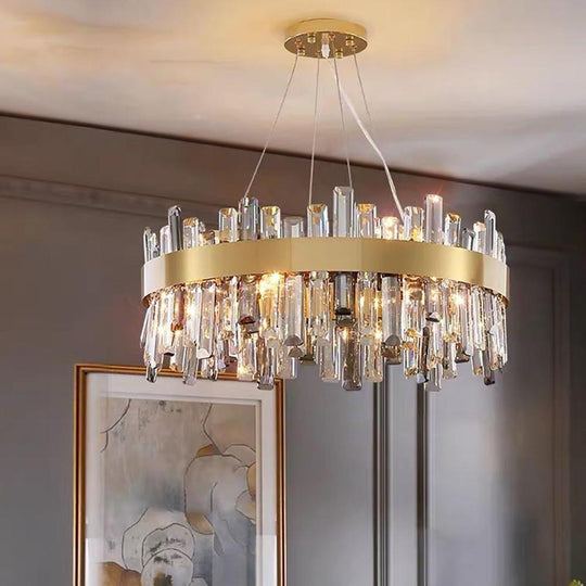 8-Light Modern Crystal Brass Chandelier