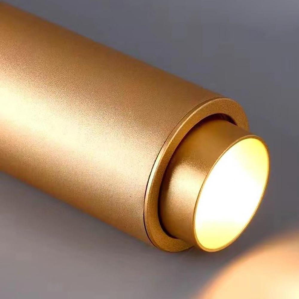 Elongated Cylindrical LED Gold Modern Pendant Light