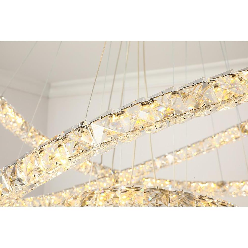 3/4-Light Tiered Crystal Ring LED Chandelier – Modern Luxury Pendant Light