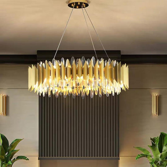 Modern Round Crystal Stainless Steel LED Chandelier
