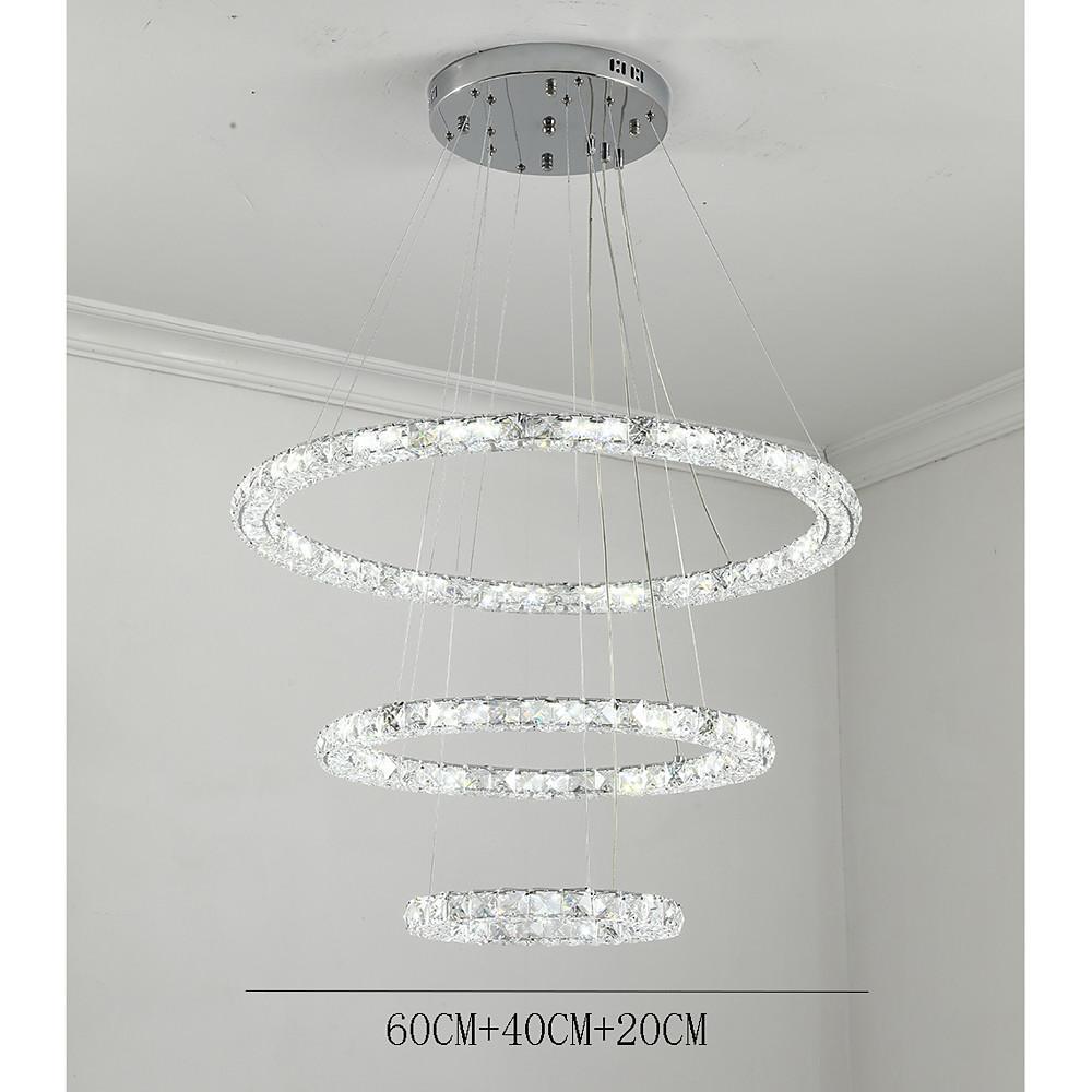 3/4-Light Tiered Crystal Ring LED Chandelier – Modern Luxury Pendant Light