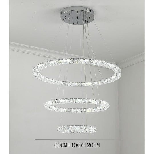 3/4-Light Tiered Crystal Ring LED Chandelier – Modern Luxury Pendant Light