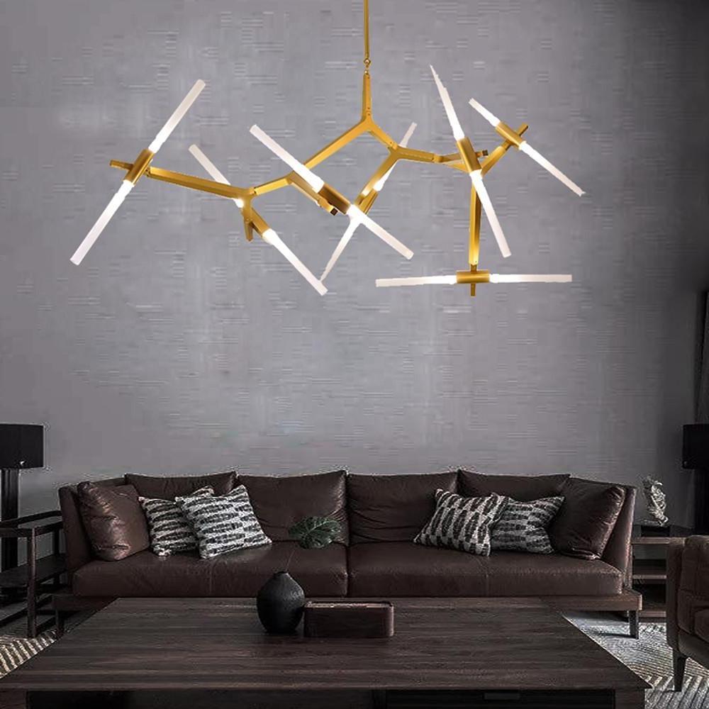 Industrial Drone-Shaped Brass Sputnik Chandelier – 14-Light LED