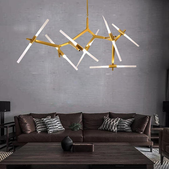 Industrial Drone-Shaped Brass Sputnik Chandelier – 14-Light LED