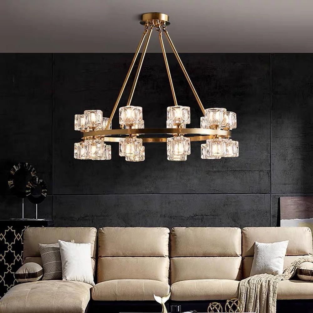 Circles Spotlights Industrial Brass LED Chandelier Ceiling Light