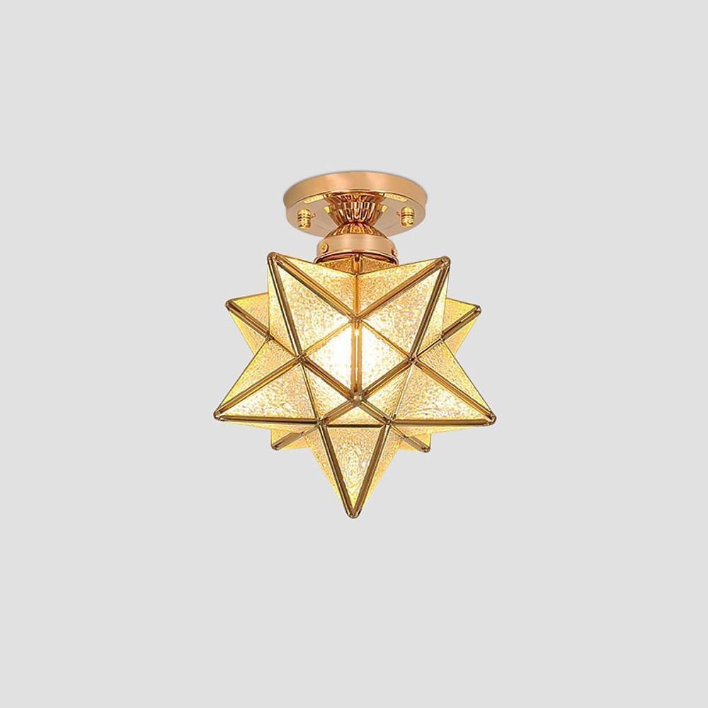 Geometric Multi Pointed Star Metal Glass Semi Flush Mount Ceiling Light