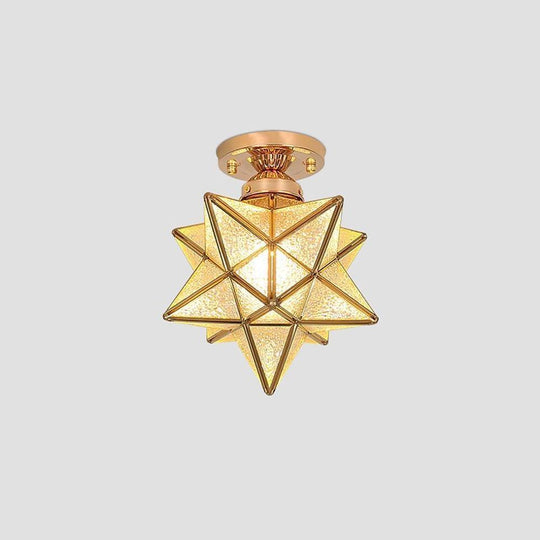 Geometric Multi Pointed Star Metal Glass Semi Flush Mount Ceiling Light