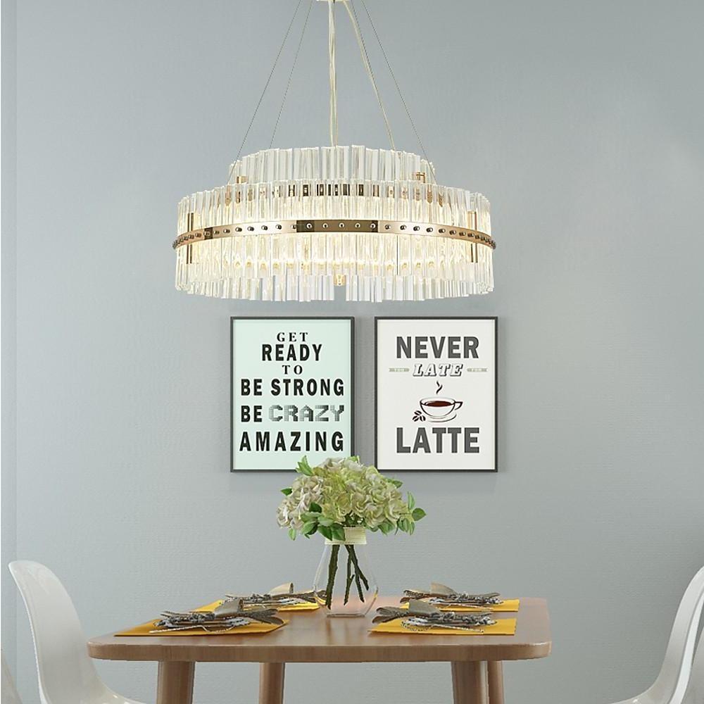 Modern Luxury Round Crystal LED Chandelier – Gold Finish, Single Tier