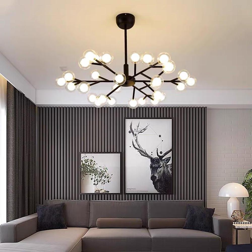 Novelty 30-Light Glass Orb Bubble LED Sputnik Sphere Chandelier – 33" Wide