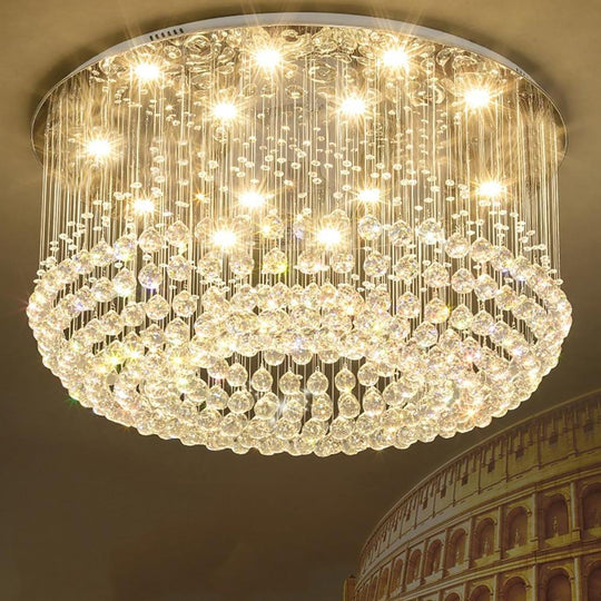 Glass-cicles Crystal LED Drum Flush Mount Chandelier