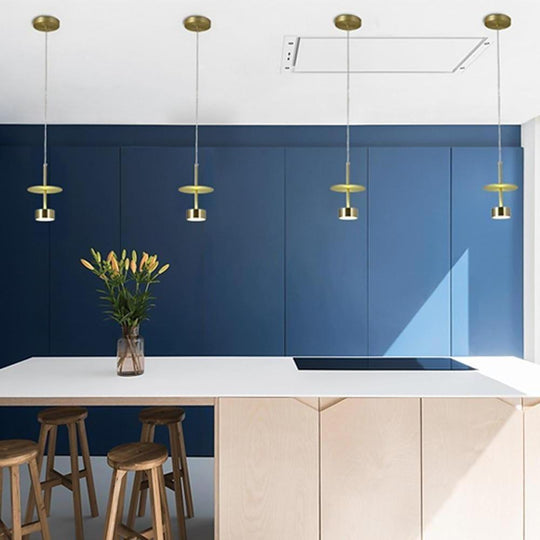 1 Bulb Metal Pendant Light for Kitchen Island Gold Industrial Ceiling Light
