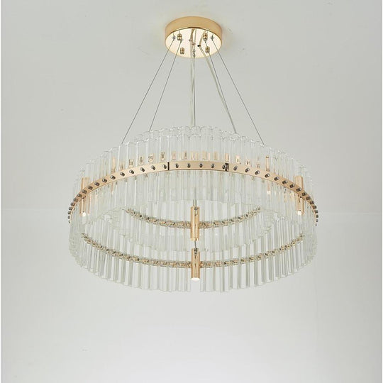 Modern Luxury Round Crystal LED Chandelier – Gold Finish, Single Tier