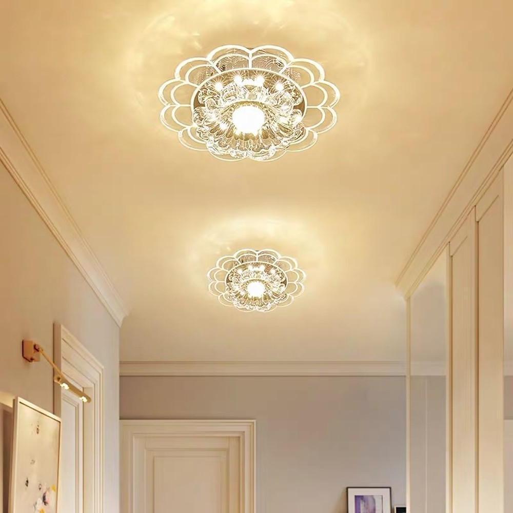 Flower Effect Crystal Metal LED Flush Mount Ceiling Light for Kids and Entryway